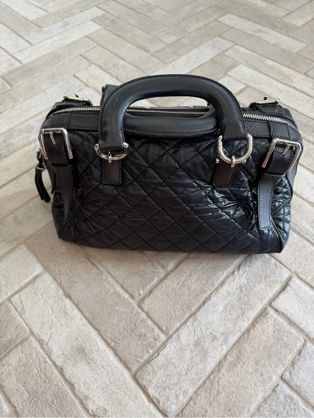 Dolce & Gabbana Miss Easy Way Black Quilted Nylon Leather Satchel Bag